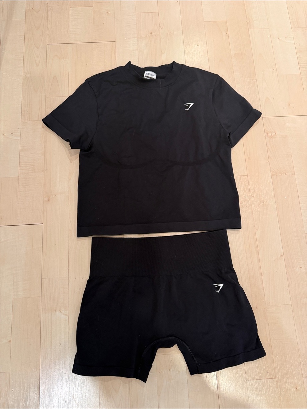 Gymshark Black Seamless Crop Tee & High-Waist Boxer Set